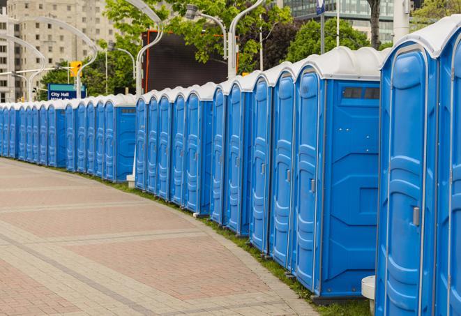 Seasonal porta potty units set up at a El Toro, California venue
