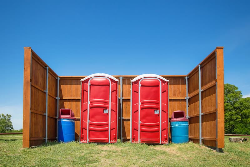 Short-term porta potty units staged for delivery in El Toro, California