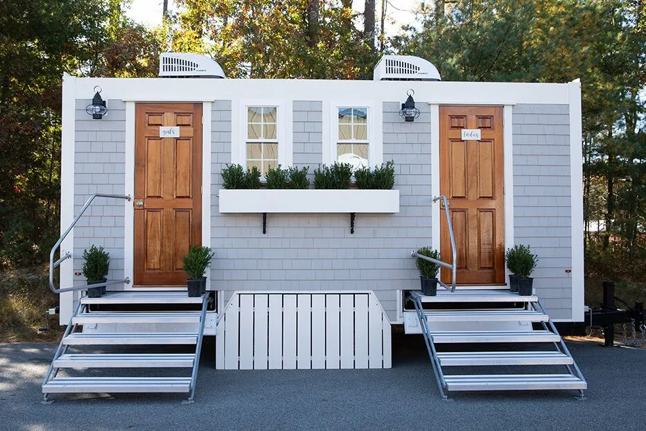 Wedding restroom units discretely staged at a venue in El Toro, California